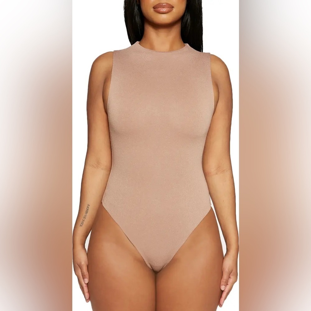 NEW [naked wardrobe] the nw sleeveless bodysuit in coco